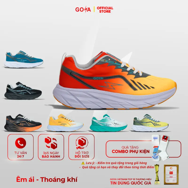 Giày Thể Thao Chạy Bộ Goya Plus Năm 2025 - Siêu Nhẹ, Siêu Êm Phù Hợp Cho Nam Nữ Đi Bộ, Sneaker Tập Chạy Bộ, Tập Thể Dục