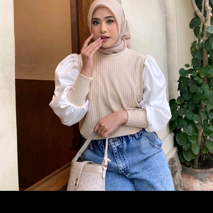 Atasan wanita oat - Atasan kekinian - Puff sleeve tope Cewek Casual 4