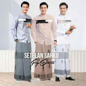 Set Paket Sarung Dan Baju Koko Bahan Katun Signature Dewasa Lengan Panjang Size M L XL XXl