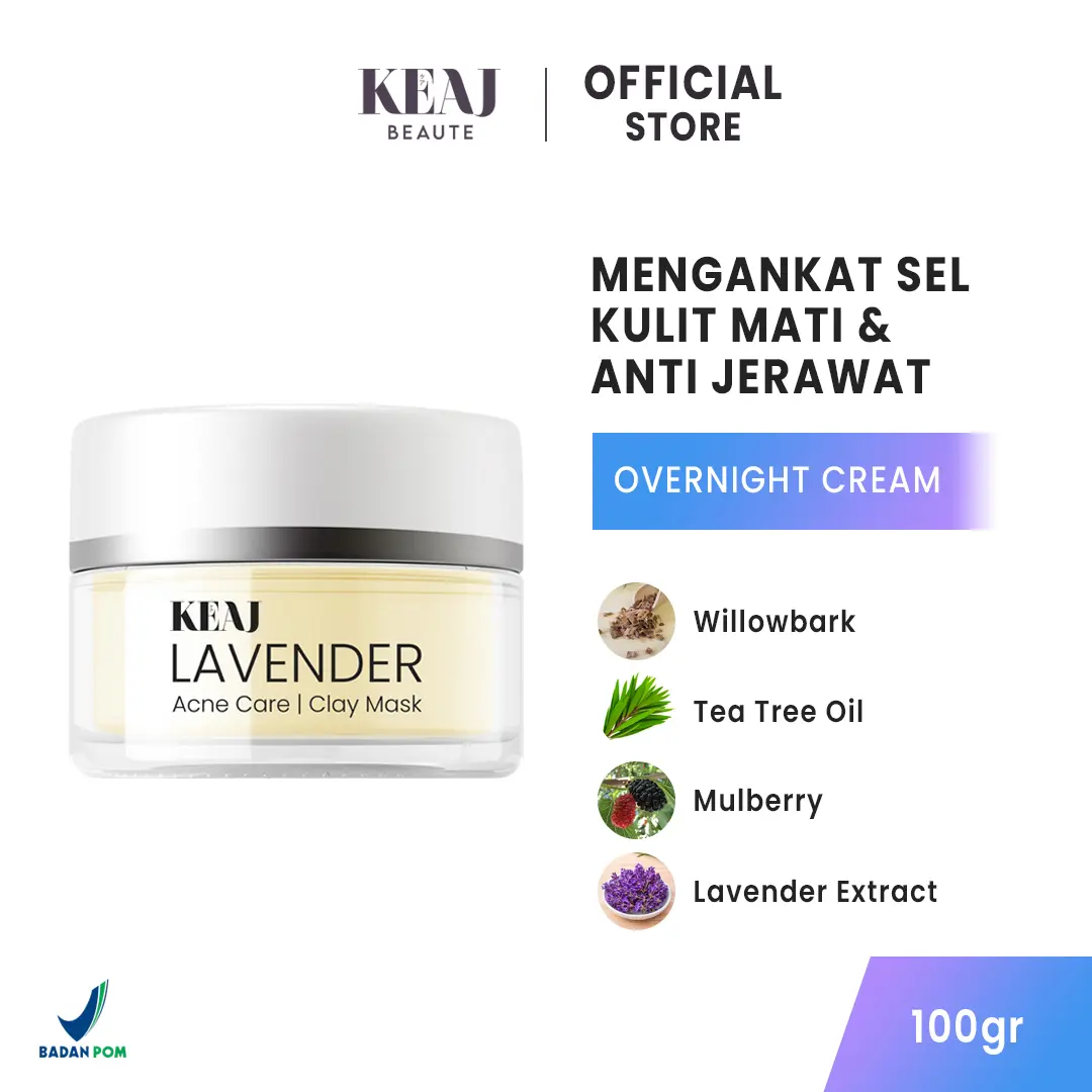 KEAJ BEAUTE ACNE CARE CLAY MASK LAVENDER WITH TEA TREE WILLOW BARK & LAVENDER EXTRACT