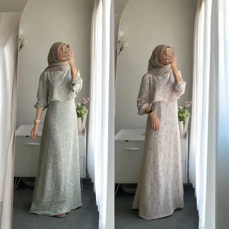 Vallerie Dress Vintage Korean Look (Busui Friendly) By Wafacloth.id Resleting dibalik ruffle, Tali kanan & kiri 4