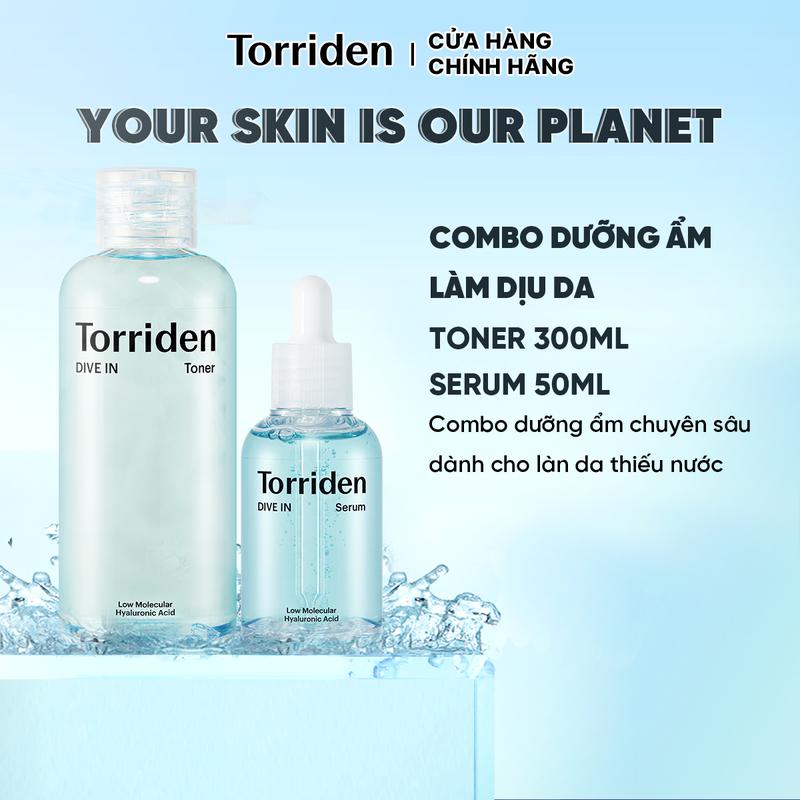 COMBO Toner 300ml Và Serum 50ml Torriden Dive In Hỗ Trợ Dưỡng Ẩm Phục Hồi Da *
