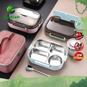 CozyCraft - Kotal Bekal Stainless Steel Anti Tumpah Dengan Set Alat Makan Lengkap Kotak Makan Sekolah Anak Desain Bento untuk Bekal Praktis dan Higienis