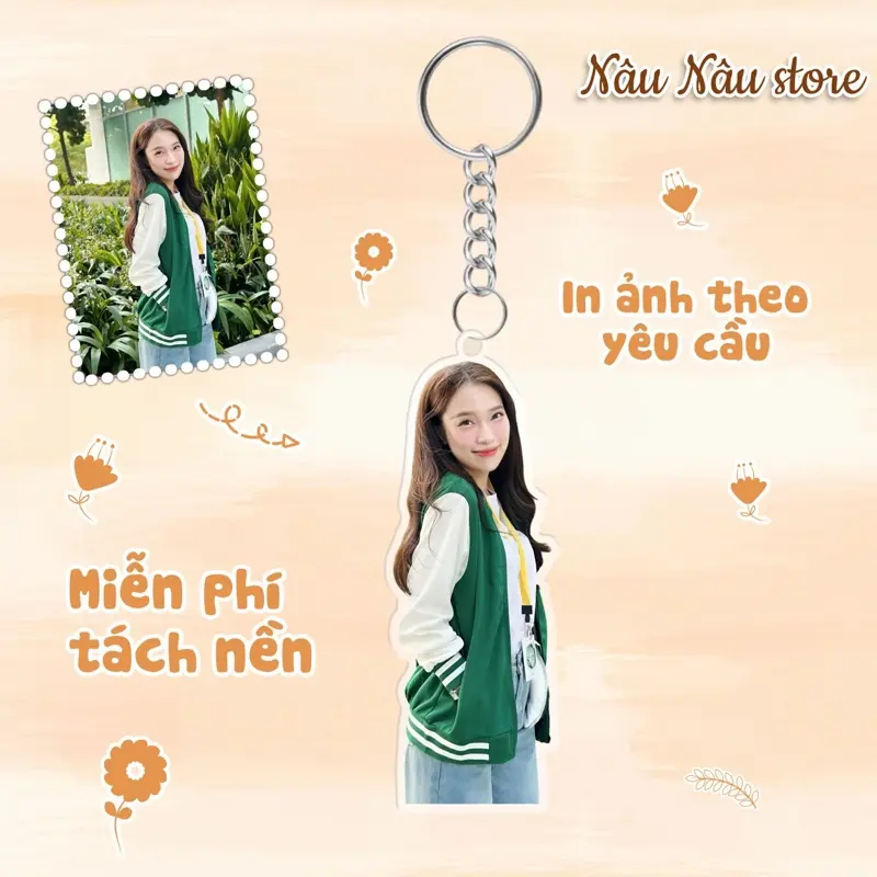 (Hàng cao cấp) MÓC KHOÁ ẢNH IN THEO YÊU CẦU, IN 2 MẶT SẮC NÉT