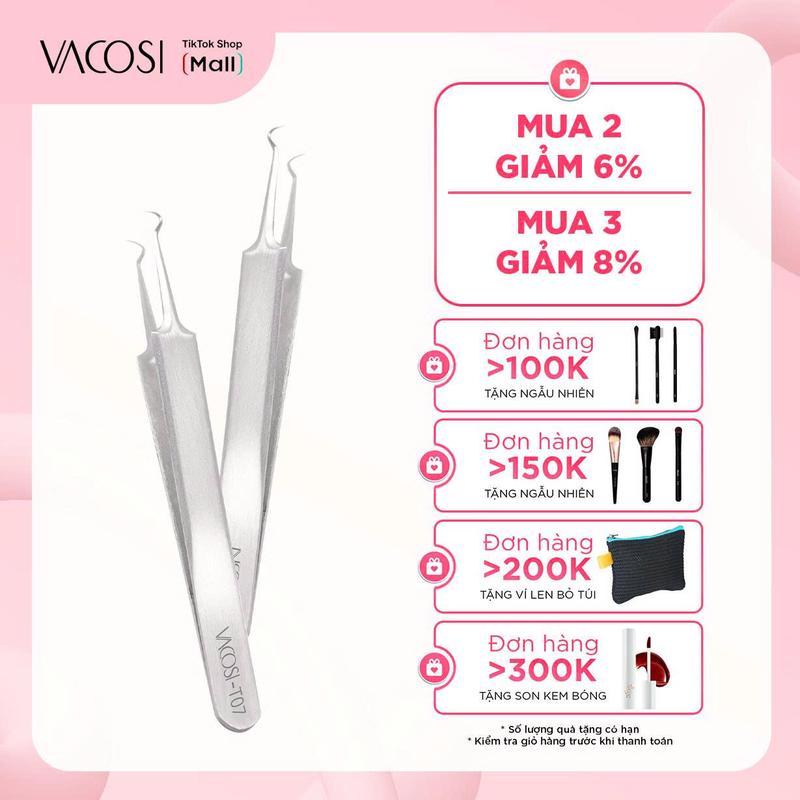 Nhíp gắp mụn đầu đen inox không gỉ VACOSI BLACKHEAD TWEEZERS - T07 Skincare Skincare