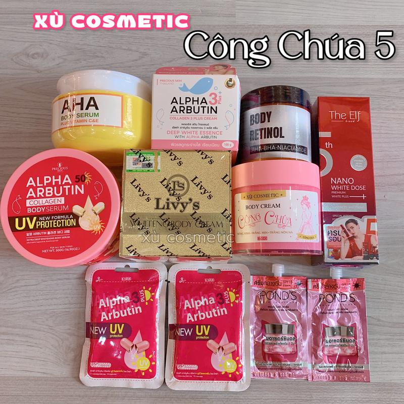  Kem Body Xù Cosmetic Dưỡng Trắng  Cấp Ẩm Công Chúa 5 Complete Glow-Up Kit   TA01-005   