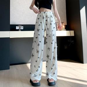 Korean casual sports pants Apricot Butterfly Pants for Women's Summer New Loose Wide Leg Trousers Bottom Womenswear Lingerie