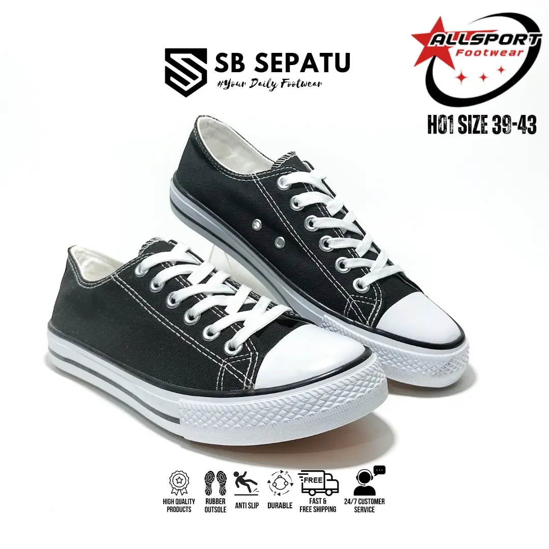 ALL SPORT MINGBAO 70S LOW BLACK IMPORT A01-H01 || SEPATU SEKOLAH UNISEX HITAM PENDEK ELASTIS || SEPATU SNEAKERS KEREN PRIA DAN WANITA CASUAL FASHION SHOES