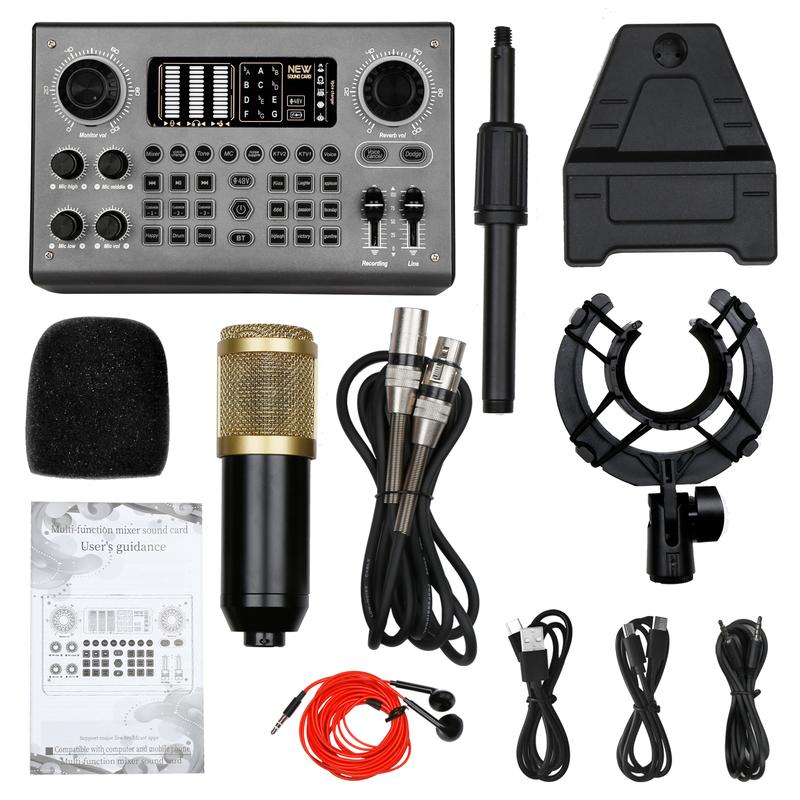 Product Introduction of Wireless sound card, hosabely, all round, intelligent noise reduction, OTG output, DSP chip, help you receive live broadcast singing and adjusting, suitable for mobile phone and laptop computer audio processor 0