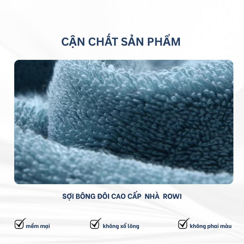 Khăn mặt cotton Rowi Towel 30x50cm chất cotton mềm mịn , bông dày thấm hút , không đổ lông , không ra màu đồ dùng nhà tắm 5