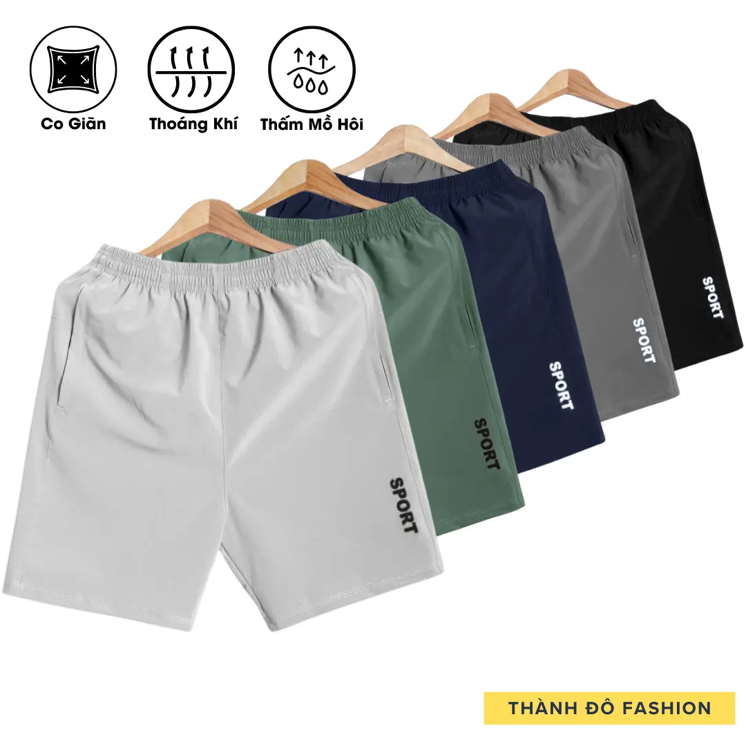 COMBO 5 quần short nam mẫu trơn bền đẹp thoáng mát co giãn tốt, đủ size từ 40kg-90kg - Menswear