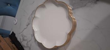 Product Review of 1pc Pinggan Makan Nasi 25cm Plastik Aesthetic Plastic Dinner Plate Elegant WhiteCream Gold Rim Ceramic Lookalike  Dish Plate Tableware from S**k 0