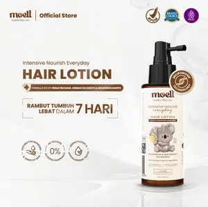 Moell Hair Lotion 100gr - Hair Lotion Bayi dan Anak - Menumbuhkan Rambut Dalam 7 Hari - Panax Ginseng, Kemiri, Biotin - Menutrisi Kulit Kepala Rambut Anak - Skincare Anak Formulasi Dokter dengan Microbiome Teknologi - Skincare Bayi -Skincare Anak