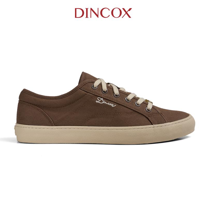  Giày Sneaker Đế Bằng Vải Canvas Nam Nữ E18 Chocolate Dincox Shoes Đế Cao Su 