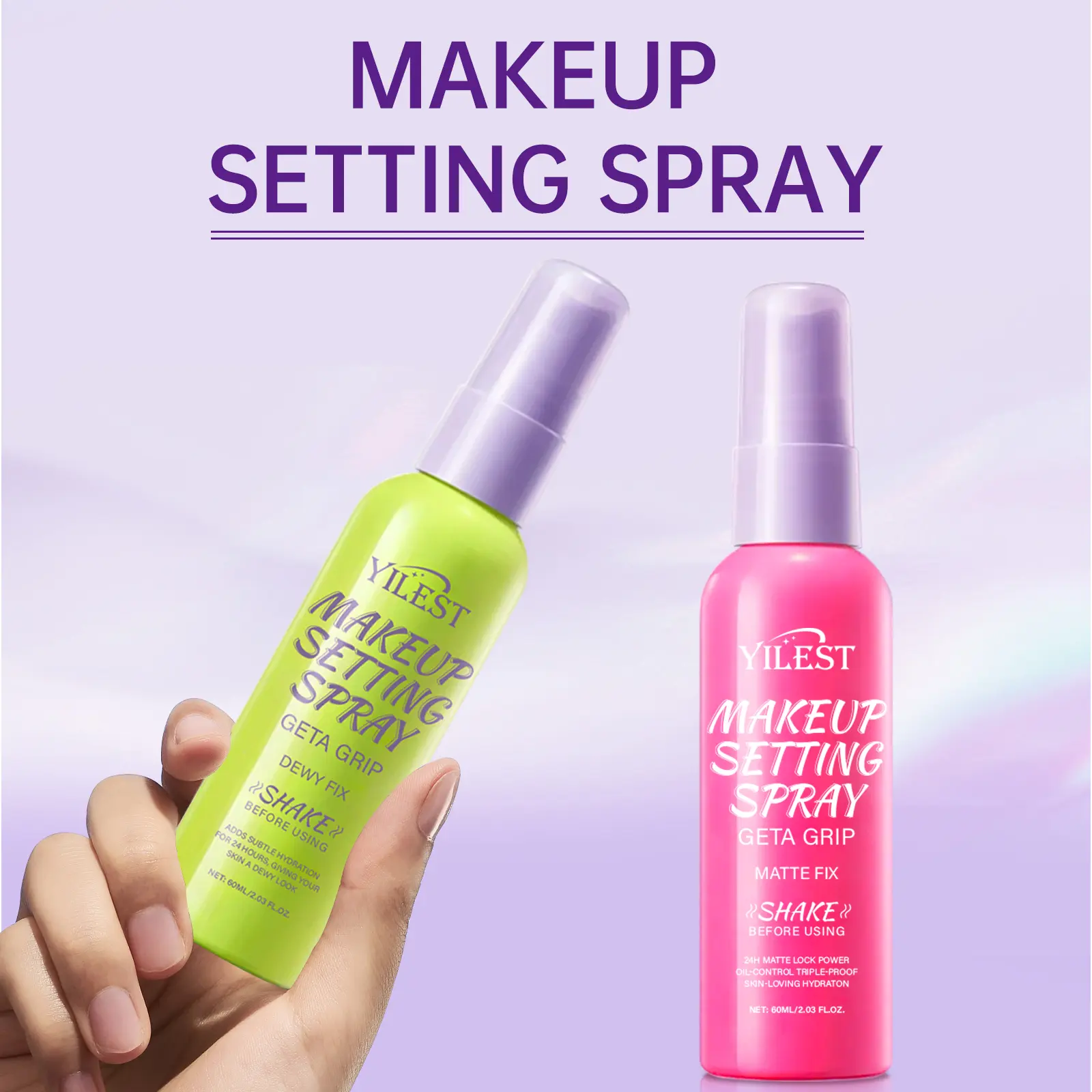 Setting Spray, Matte Finish Spray,Long-lasting Makeup, Soothing for Oily Skin, Makeup Setting Spray, 60ml, Cosmetics, for Women. Oil Control