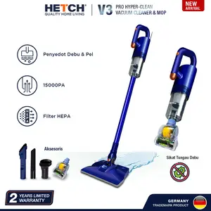 HETCH V3 Pro Hyper-Clean Handheld Dust Mite Bed Vacuum Cleaner & Mop Penyedot Debu & Pel HVC-1416-HC Vakum Kabel pel Air Membersihkan lantai