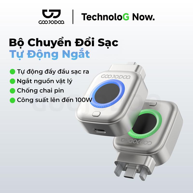 [GOOJODOQ*KOL/KOC] Bộ Chuyển Đổi Sạc Tự Động Ngắt, Tự động đẩy đầu sạc ra, Ngắt nguồn vật lý, Chống chai pin, Công suất lên đến 100W
