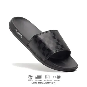 Lrs Casual - Sendal Slop Distro Pria Footwear Original Catur Checkerboard Hitam Shoes Sandal Black Selop