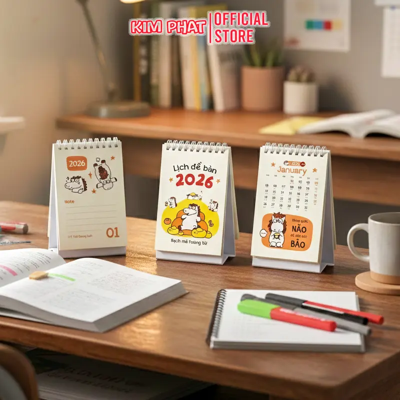 Lịch Để Bàn 2026 - Size Nhỏ Xinh 9 x 15 cm Decor Bàn Học. Có Âm Lịch