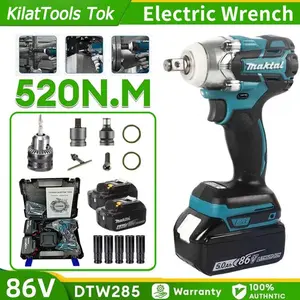 Maktal Bor Impact 86VF 10MM Cordless 520NM Torsi Besar 2 Baterai 388VF Brushless Motor Tanpa Sikat Lampu LED Switch Kecepatan Berubah Garansi Internasional Profesional Kunci Pas Listrik DTW285