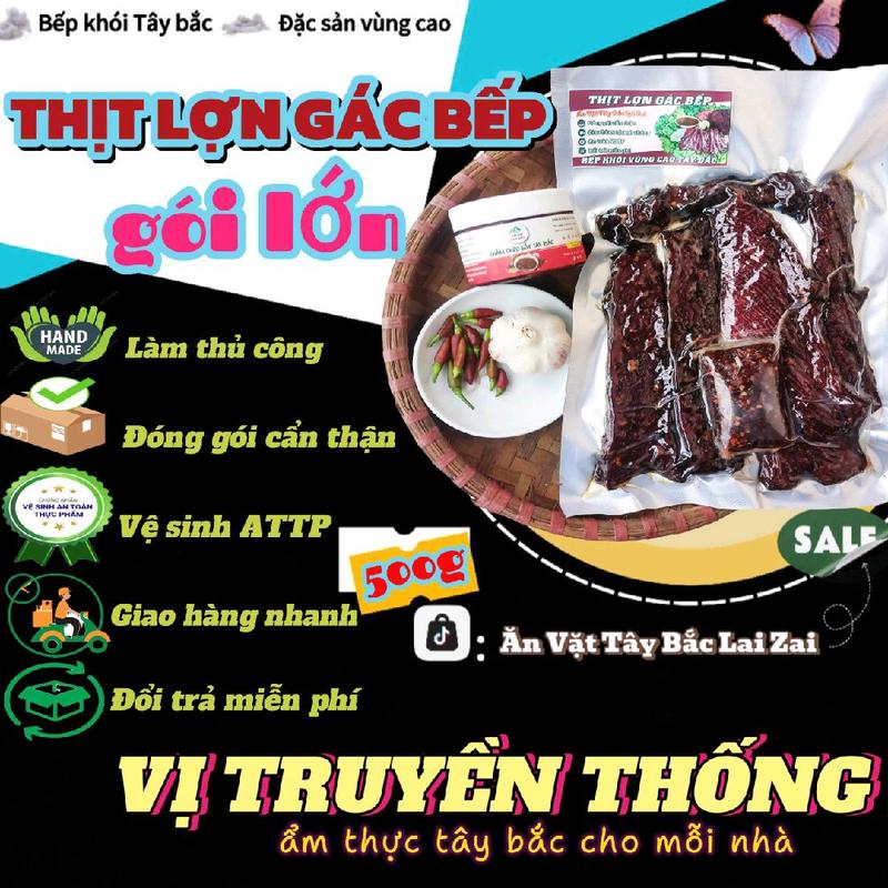 THỊT LỢN GÁC BẾP 500g Kèm Chẩm Chéo Tây Bắc Ăn Vặt - Chua Cay Food Snack