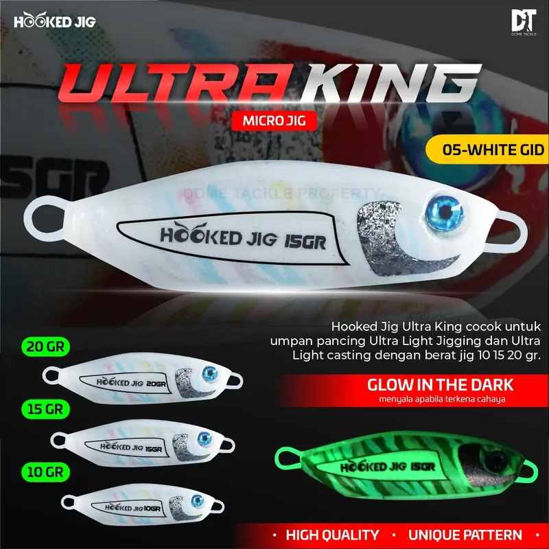 Micro Jig Ultra King By Hooked Jig Umpan Micro Jig I Metal Jig Umpan Pancing Jigging 10 15 20 30 40 60 Gram & Assist Hook Chinu Custom Size 7 5