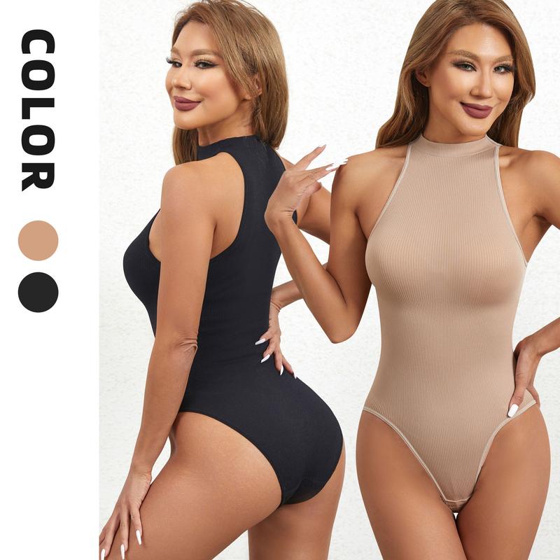 Bodysuit Định Hình, Dành Cho Nữ, Không Tay, Cổ Tròn, Một Mảnh, Bó Sát, Bó Eo, Đàn Hồi Cao, Áo Nịt Ngực, Áo Jumpsuit Quần, Kiểu Tuck In Bụng