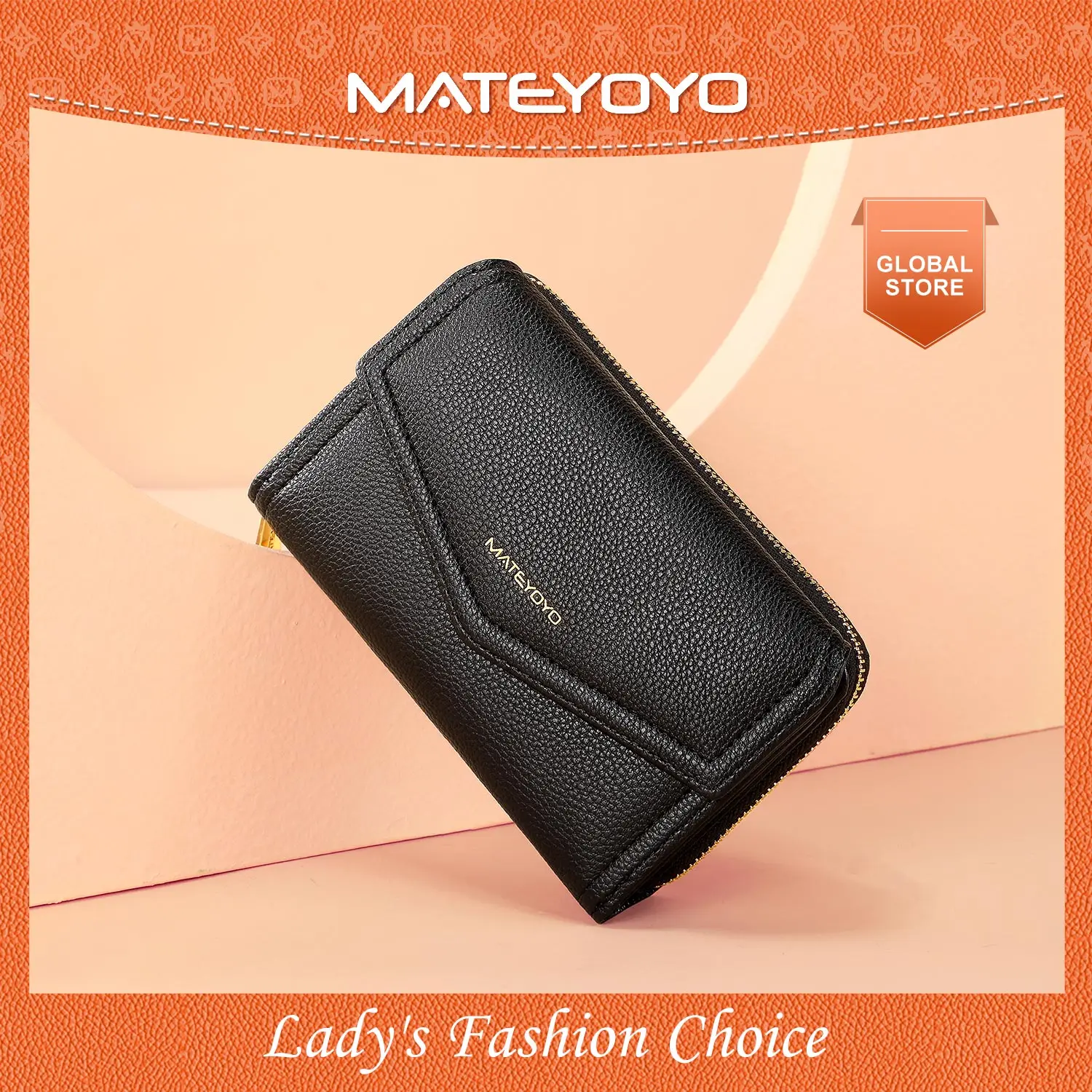 กระเป๋าสตางค์ผู้หญิง MATEYOYO แฟชั่นเรียบง่าย ความจุมาก กระเป๋าเงิน กระเป๋าคลัตช์มัลติฟังก์ชั่น ทำจากหนัง PU พร้อมกระเป๋าสตางค์การ์ด ซิปและกระเป๋าใส่เหรียญ