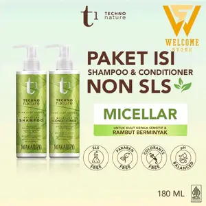 Makarizo T1 Techno Nature Micellar Shampoo & Conditioner Bebas Sulfat 180 mL