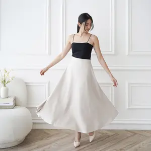 Severli FUJI Midi Maxi Skirt | Rok Kerja | Rok Wanita Korean Style Formal Casual | Rok High Waist Flowy Tebal Pinggang Karet Panjang