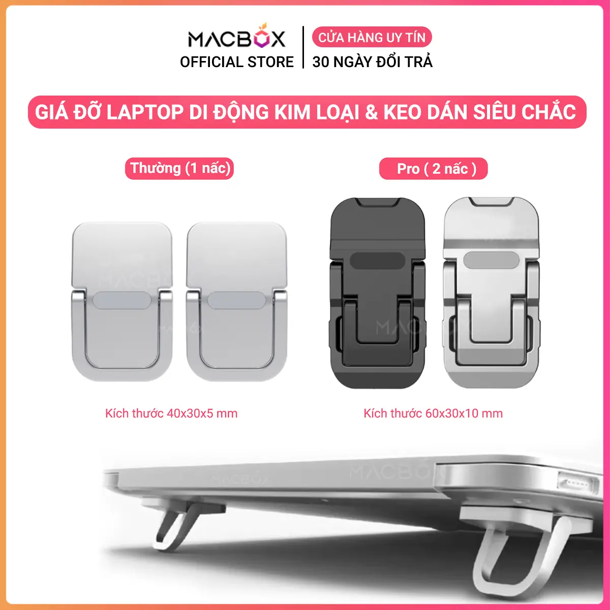 Giá đỡ laptop mini KIM LOẠI di động, đế tản nhiệt cho Laptop, kê laptop Macbook siêu mỏng dạng kickflt