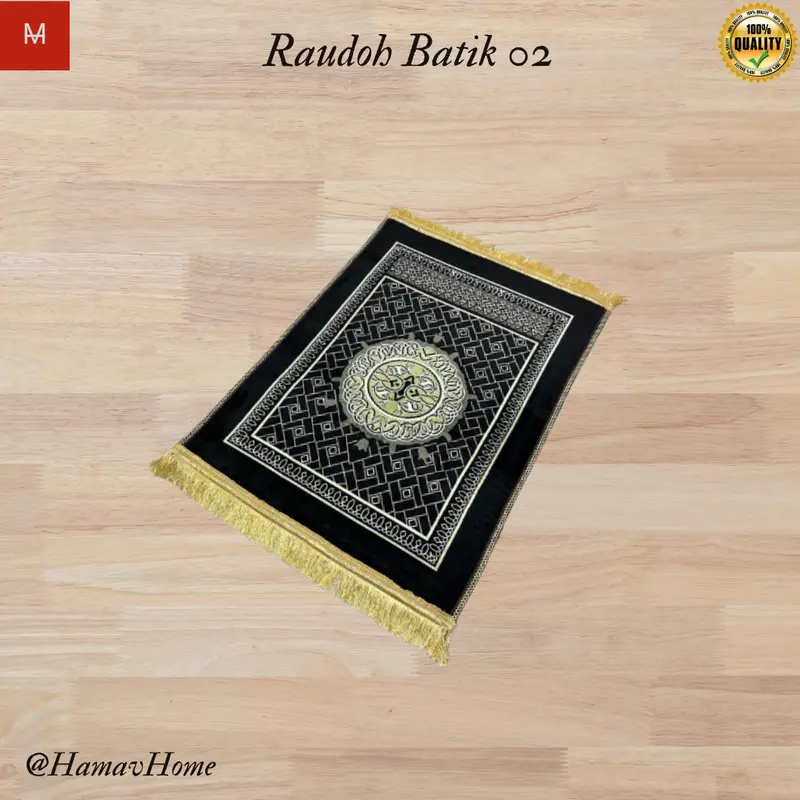 SAJADAH RAWIS BUSA TEBAL EMPUK UK 110X70 CM MOTIF RAUDOH [warna dasar hitam] 3
