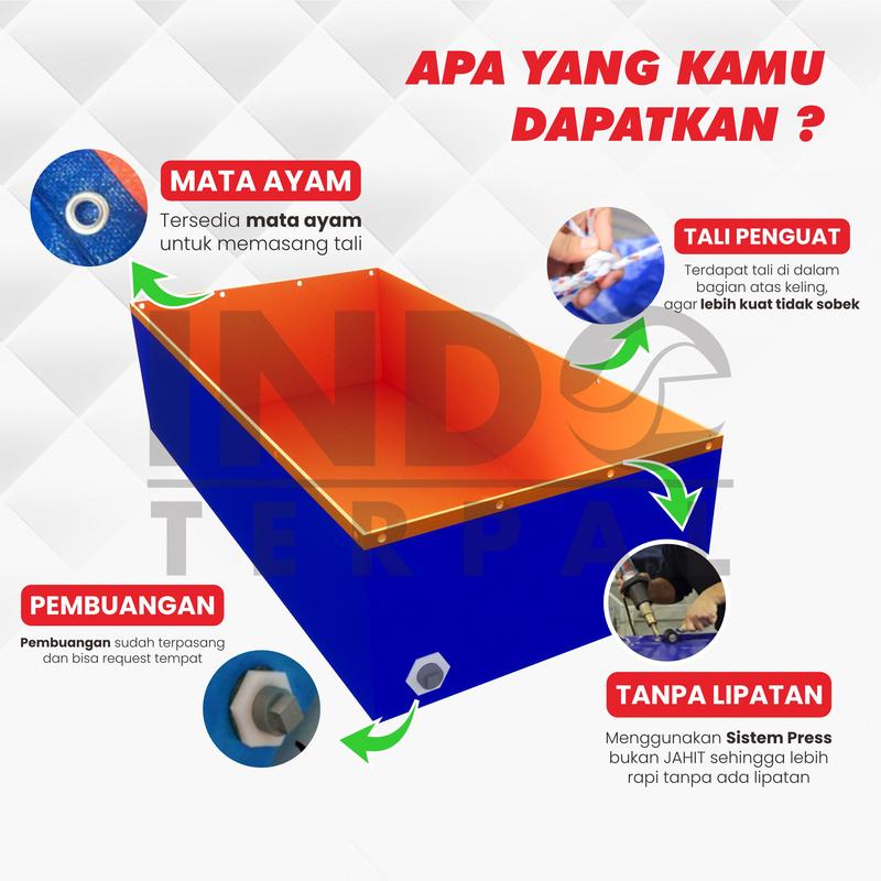 Terpal Kolam Ikan 300x100x80 / 3x1x08 Tebal A20 Untuk Budidaya Lele Nila Gurame Belut Udang 2