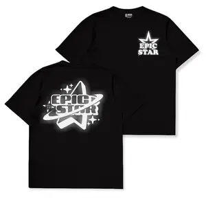 Kaos Pria Wanita distro  kaos hitam pria epic star reflextif silver menyala Lengan Pendek Cotton 24S Combed