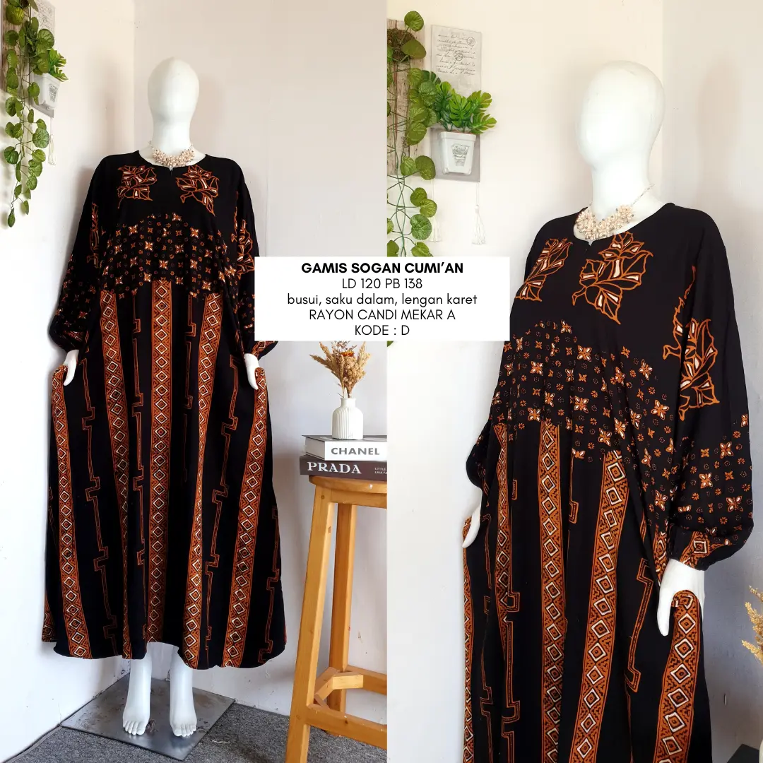 gami sogan cumi'an LD 110-120 | busui friendly | dress batik sogan premium Casual Wanita