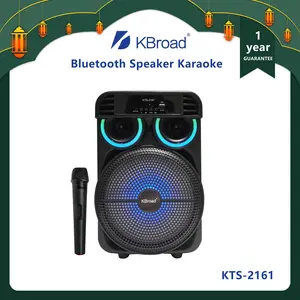 Speaker Bluetooth Karaoke KBroad KTS-2161 11W dengan Slot Simpan Mic & Pegangan Lipat, Mic Wireless Nyala Langsung, Bass MAX, Lampu RGB - Praktis dan Siap Nyanyi Jam