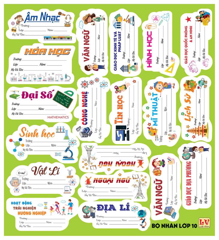 () COMBO 60 - 95 Cái Nhãn Tên Lớp/ Nhãn Tập Học Sinh / Nhãn Vở Có Keo / Nhãn Vở Môn Học Dán Thiết Kế Theo Từng Môn Học Theo Yêu Cầu, Tiện Lợi, Xinh Xắn