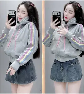 PUEL ZIP HOODIE ZIPPER JACKET SEMI CROPE WANITA KOREAN STYLE II BASIC STYLE HOODIE JAKET CROP NTR Fleece Hitam