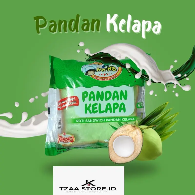 Paket Roti Sandwich Pandan Kelapa Organik 500g - 5 Pcs - Camilan, Berat Instan Frozen