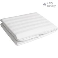 Gambar Sprei / Fitted Sheet - Hotel Collection - 100% Cotton Dobby 300TC - Putih Garis / Kotak - LAZY Sunday - Stripe, Twin / 120 x 200 x 30 dari LAZY Sunday Store Kota Bandung 1 Tokopedia