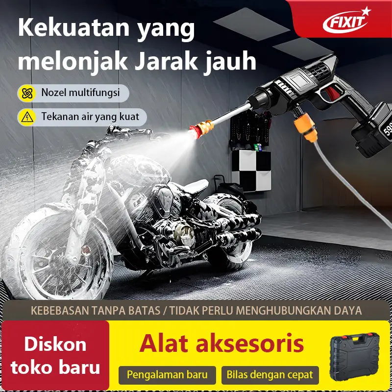 FIXIT Jet Cleaner Tekanan 998V 120Bar Portable Mesin Cuci Mobil dengan Nozel Multifungsi & Baterai Litium 599V Kekuatan Jarak Jauh Diskon Toko Baru FIXIT Jet Cleaner Tekanan 998V 120Bar Portable Mesin Cuci Mobil dengan Nozel Multifungsi & Baterai Litium 599V Kekuatan Jarak Jauh Diskon Toko Baru
