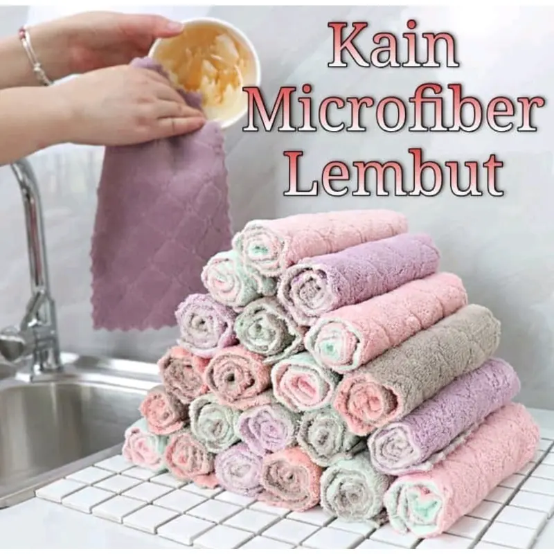 Kain Lap Dapur Meja Piring Anti Minyak Microfiber Kitchen Towel Serbaguna Cleaning 2