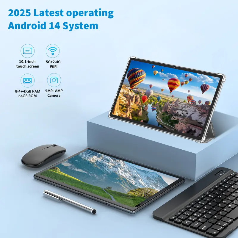 10 Inch Tablet Android 15 With Keyboard, 24GB RAM 128GB ROM (1TB Expand), T