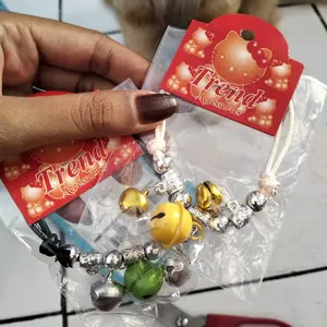 Kalung kucing 3 lonceng tali kulit korea kuat anti air warna cerah