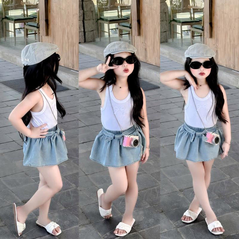Chân váy jean dáng bí có quần bên trong cho bé gái chân váy bò trẻ em,TPKIDS M1055