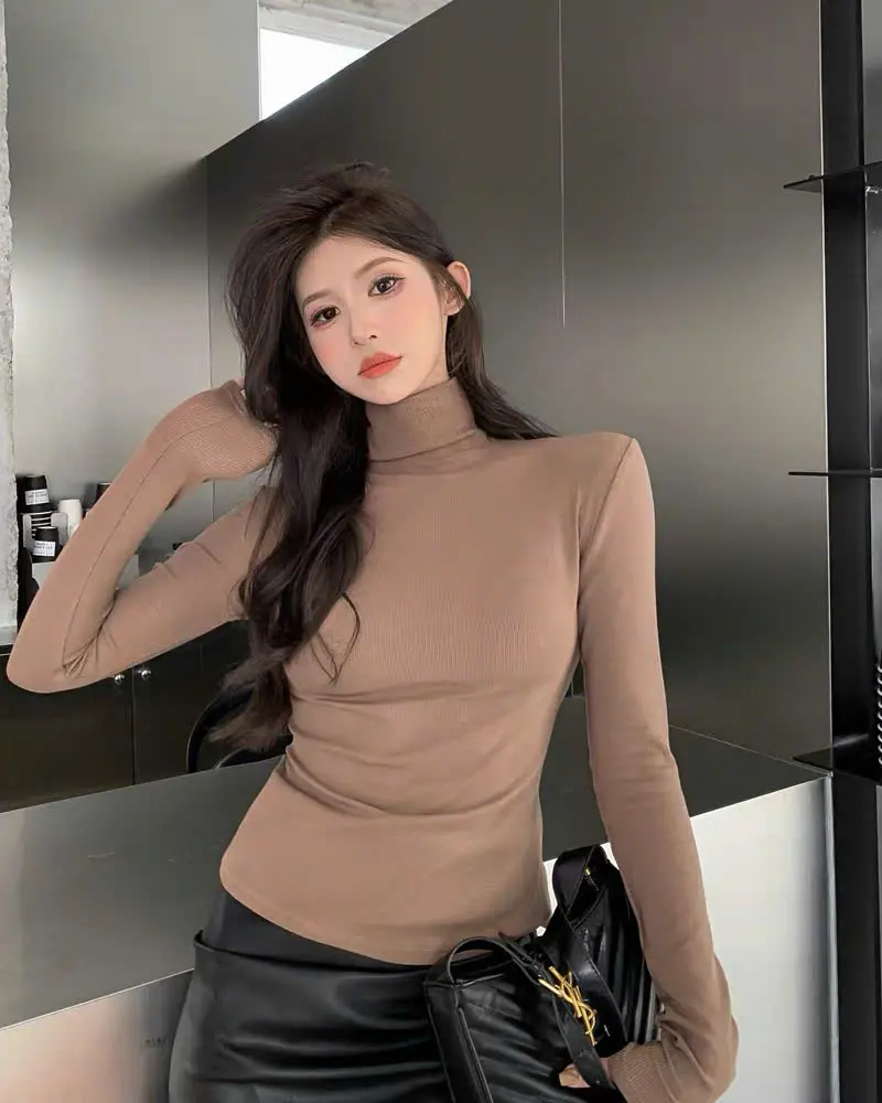 Áo cổ cao cotton zip LÓT LÔNG Lenogi áo giữ nhiệt cổ lọ ôm body A90 Thun Nữ | BigBuy360 - bigbuy360.vn