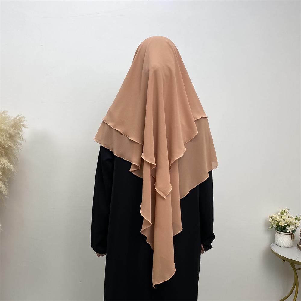 2305# Chiffon 2 Layers Eid Khimar Solid 19 Color（Light And Thin） - CHAOMENG MUSLIM SHOP