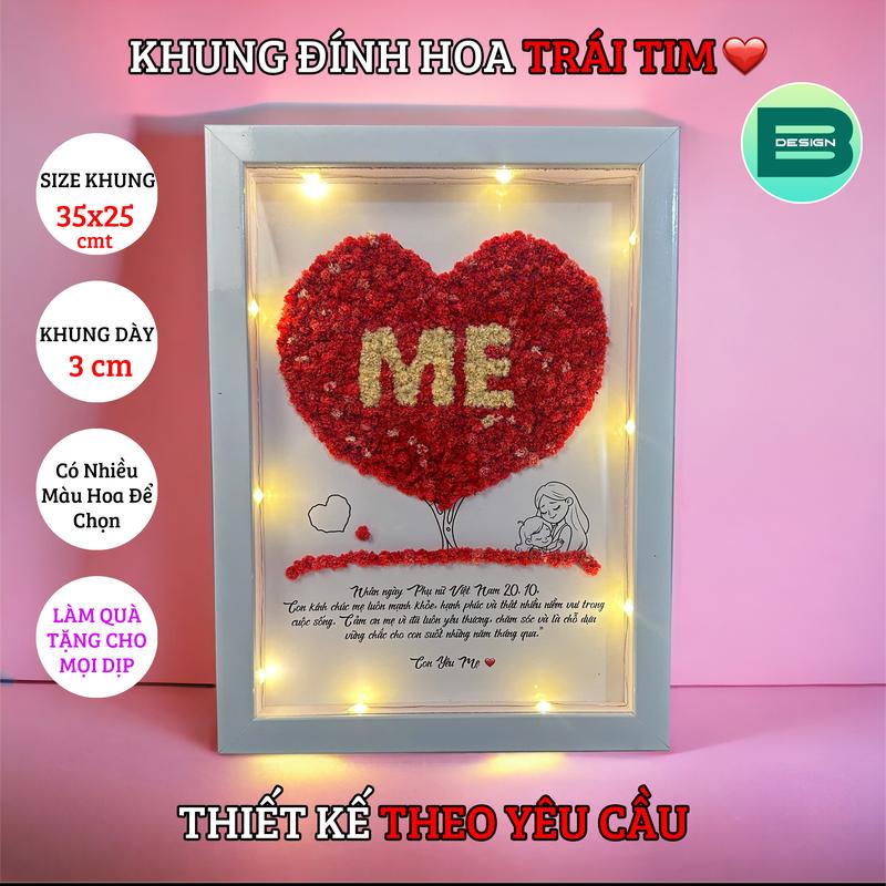 Set Khung Đính Hoa Khô Handmade Bắp Design 35x25 cm - Trang Trí Bàn, Phòng, Nhà - Có Keo Sữa, Băng Keo 2 Mặt, Nhíp Đính Hoa, Đèn Nháy Theo Yêu Cầu