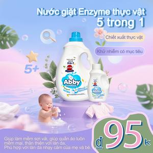 【MUA 1 TẶNG 1】Nước Giặt Xả Abby Dịu Nhẹ Cho Da Bé 5 Trong 1 Enzyme Thực Vật - Giúp Làm Mềm Sợi Vải Mềm Mại Thân Thiện Với Da Bé