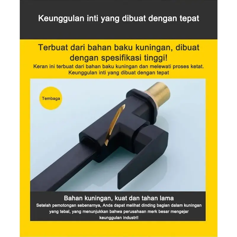 Kran Tembok Air Bak Mandi/Hitam Kran Angsa/Keran Wastafel Dapur/Kran Shower Kran Tembok Panjang 5